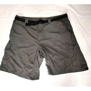Columbia Mens Hiking Shorts 40, 10" Inseam Belted Pockets Omni-Shade Nylon Green